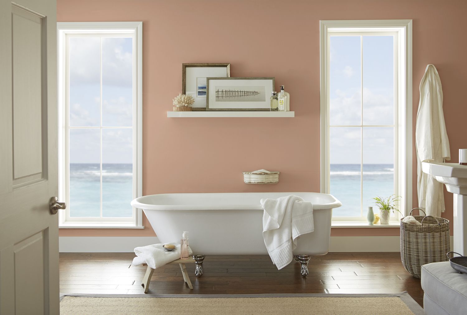 Behr Canyon Dusk 2021 color of the year on wall of bathroom