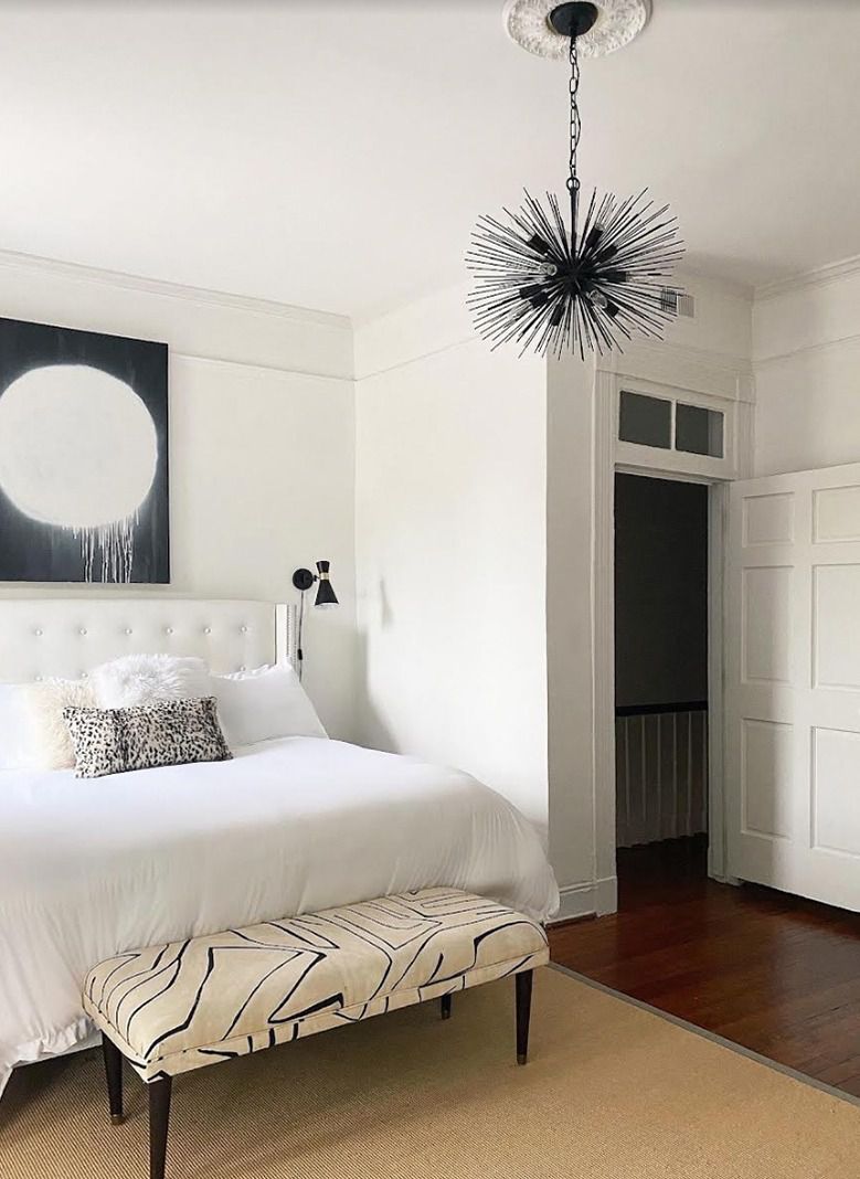 black and white bedroom