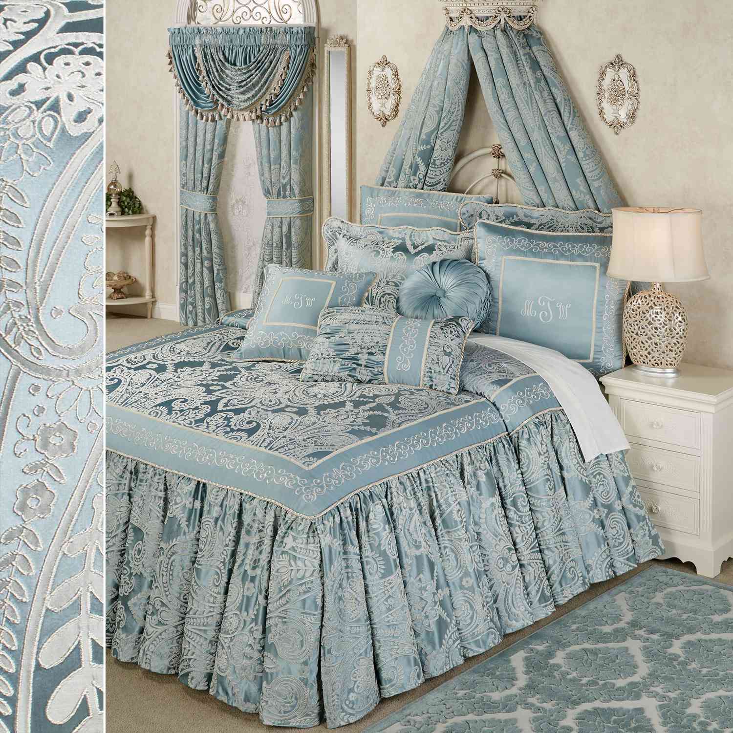 Touch of Classy Regency Parisian Blue Grande Flounce Bedding