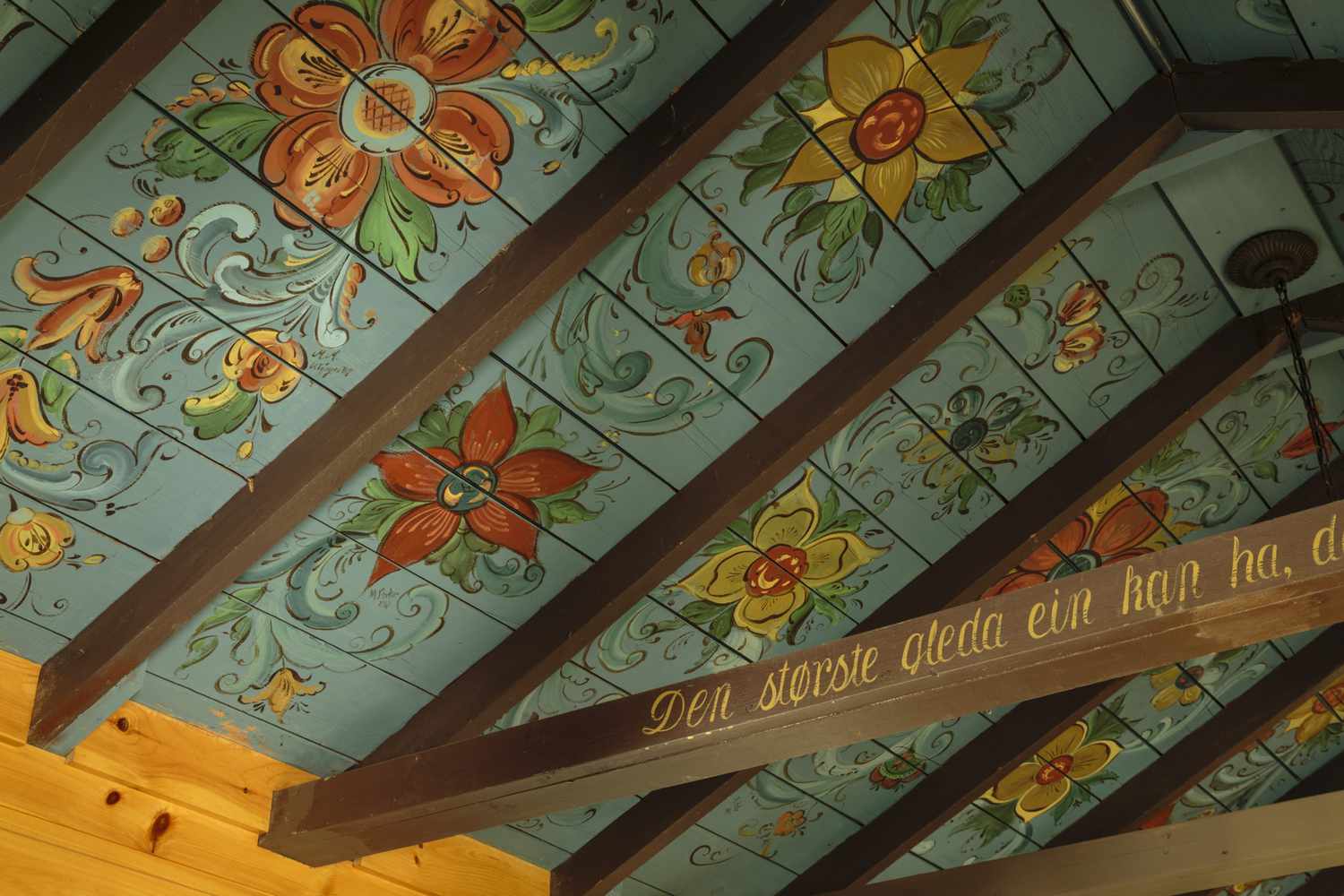 painted ceiling in a rustic cottage