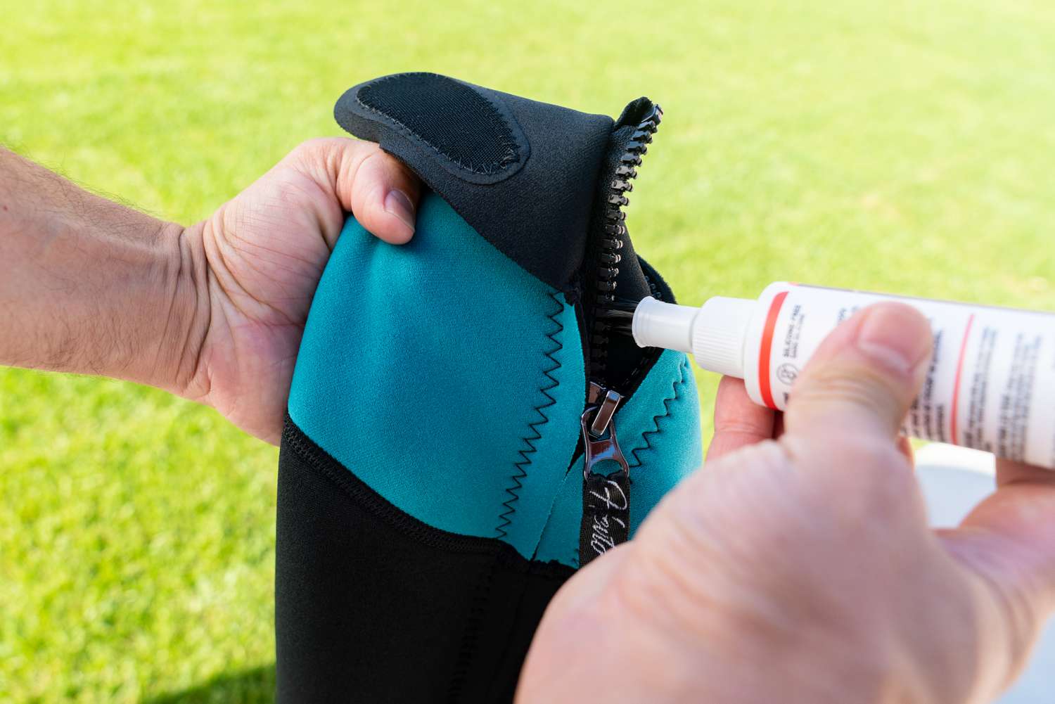 Zip Tech lubricant used on wet suit zippers to remove salt and chlorine