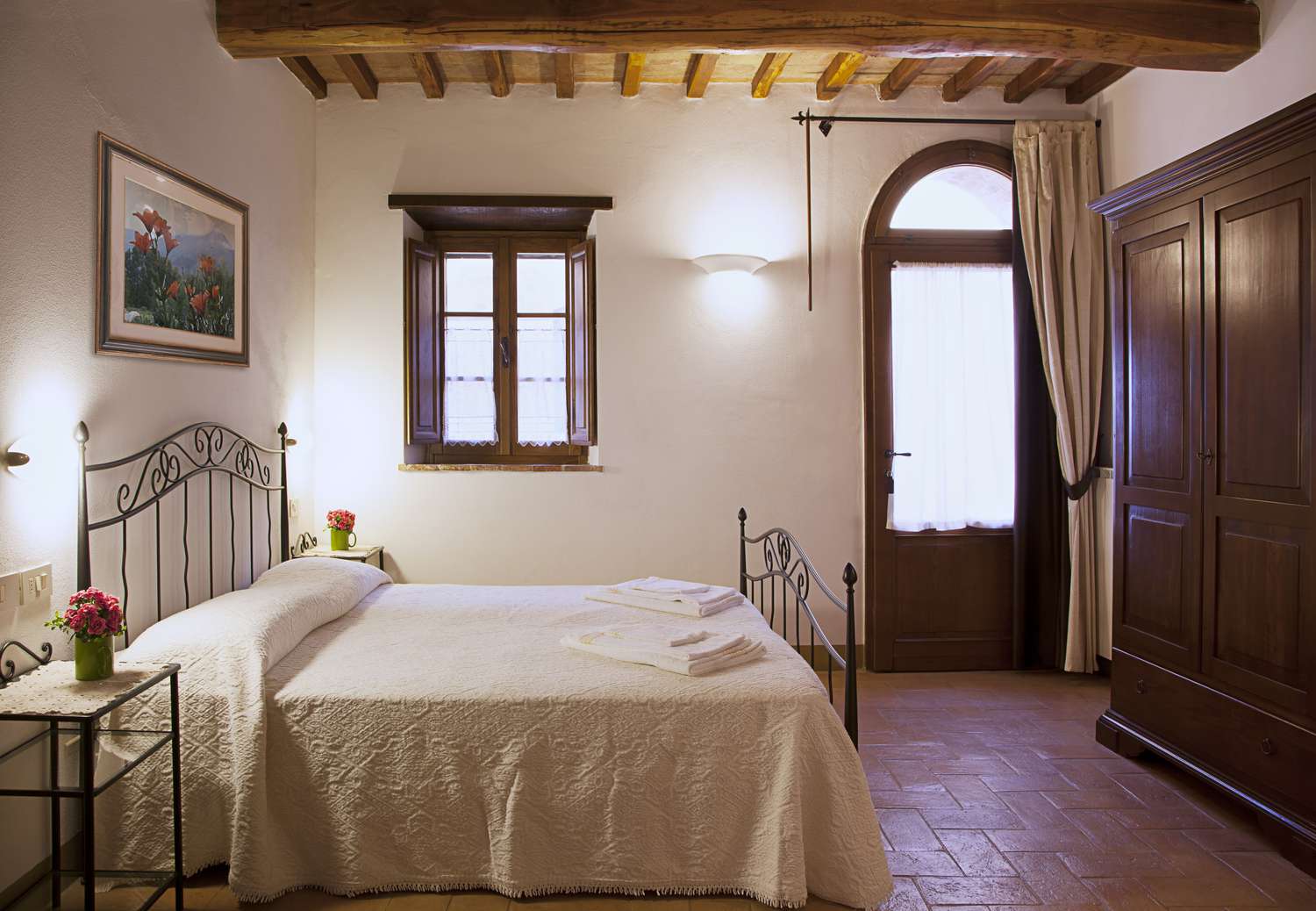 Interior shot of Tuscan bedroom