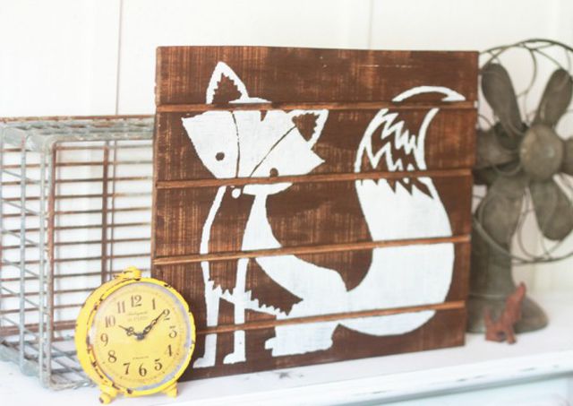 Arte de paleta DIY com adorável raposa da floresta