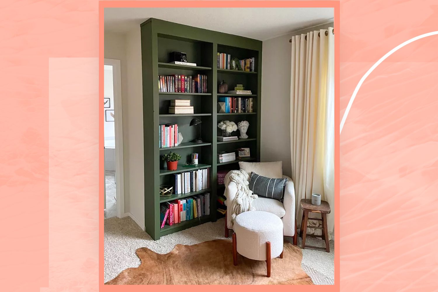 DIY built-in shelving in a living room