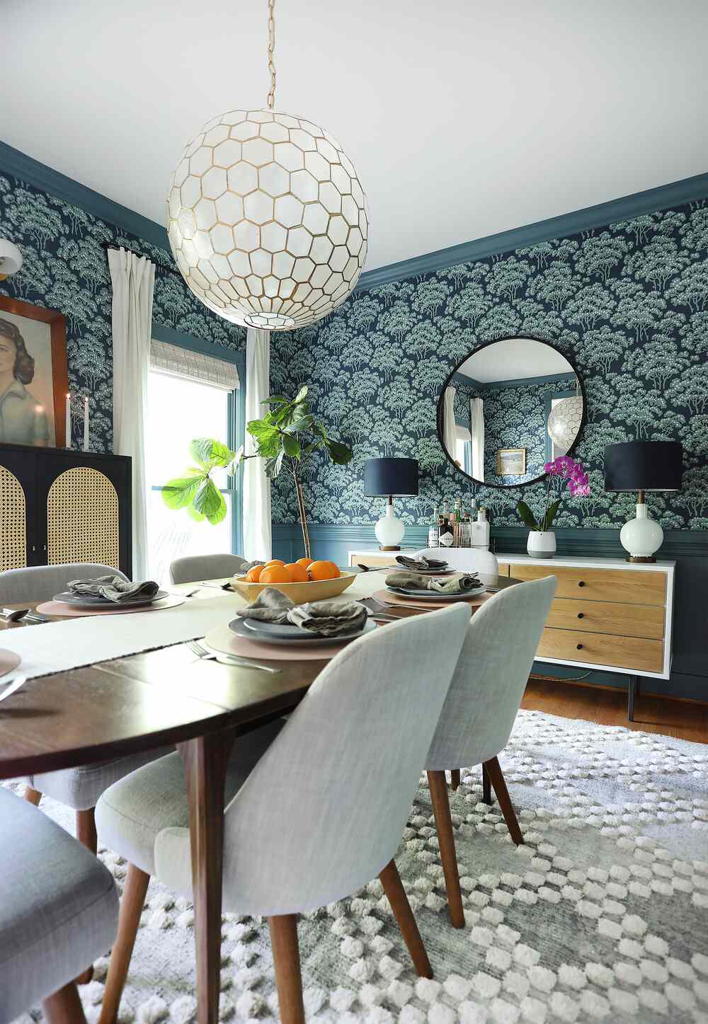 colorful dining room with pattern