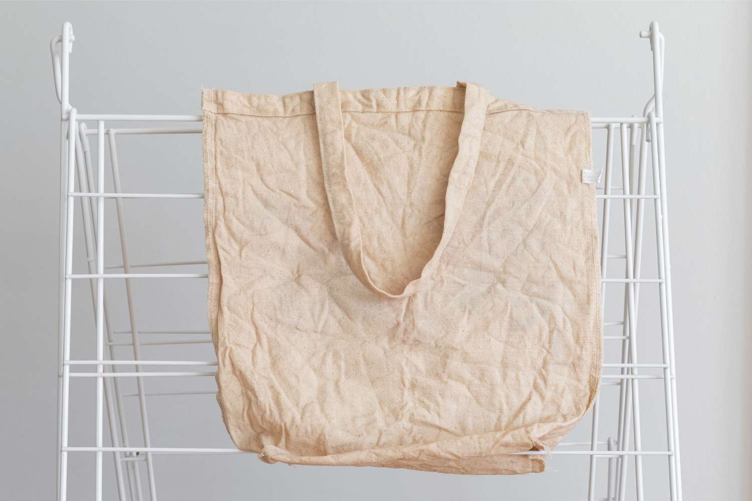 Canvas reusable bag hanging to line dry
