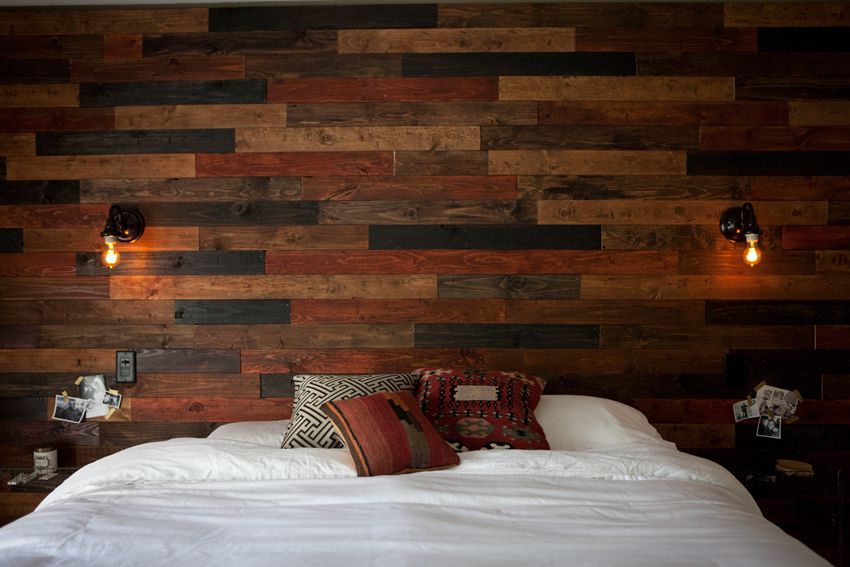warm faux rustic plank wall
