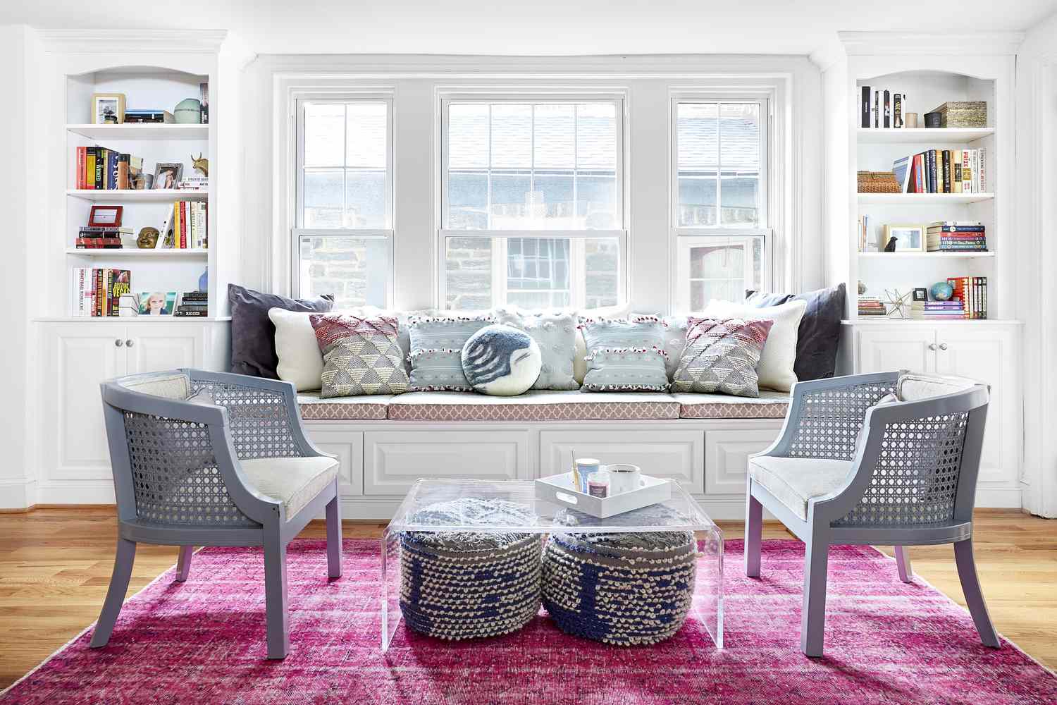 pink living room rug