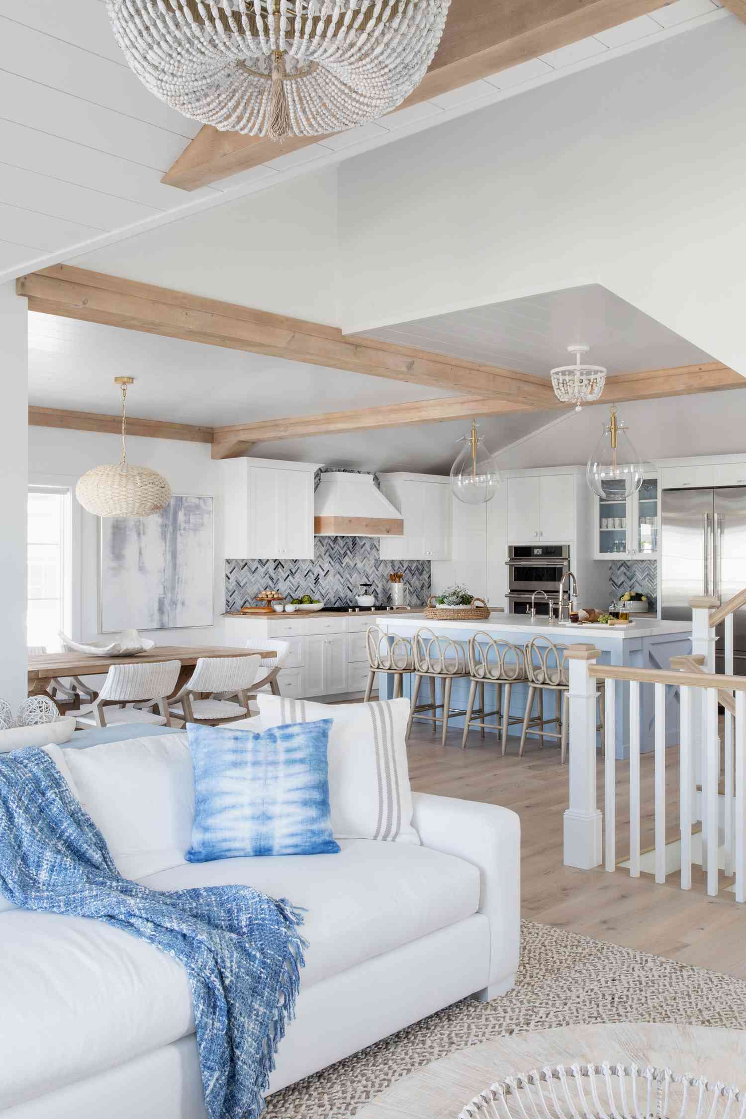 the open concept main living floor of the Karen B. Wolfe's Long Beach Island home