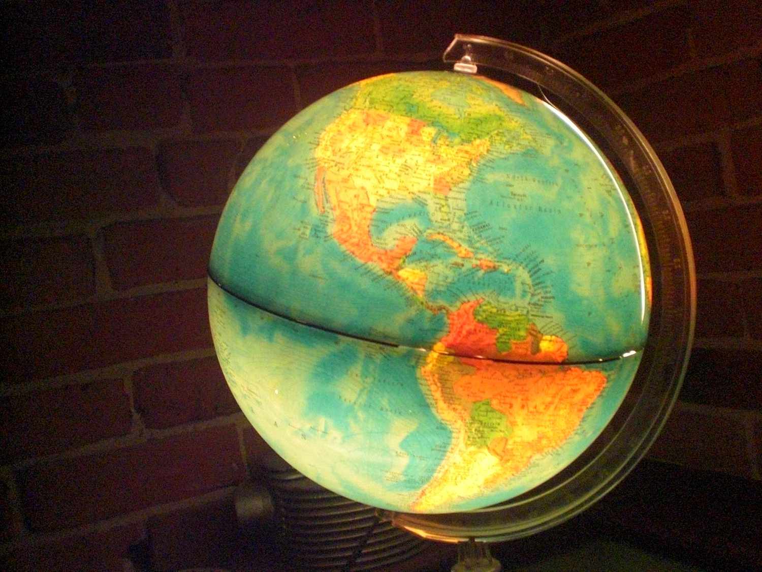 Old globe repurposed as a table lamp