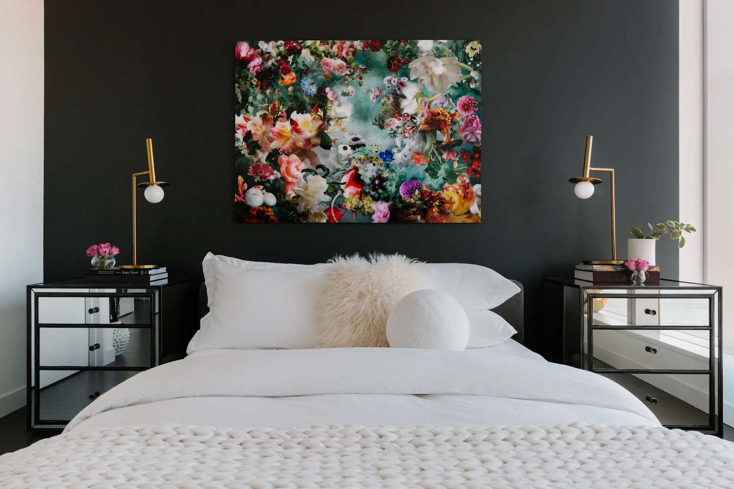 black and white bedroom