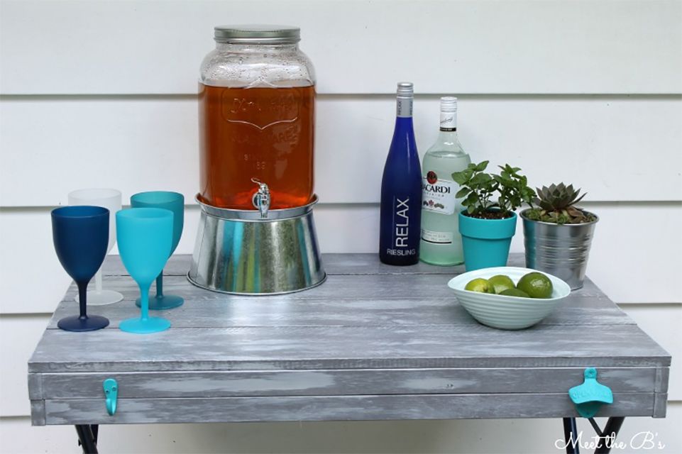 An outdoor bar cart