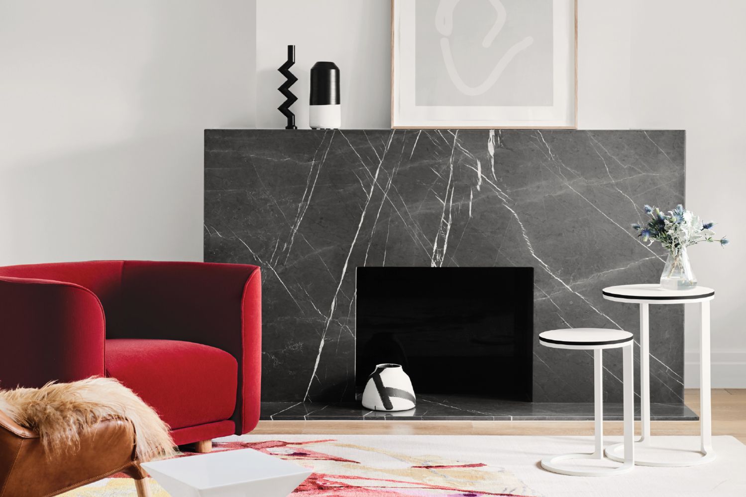 black marble fireplace au apartment