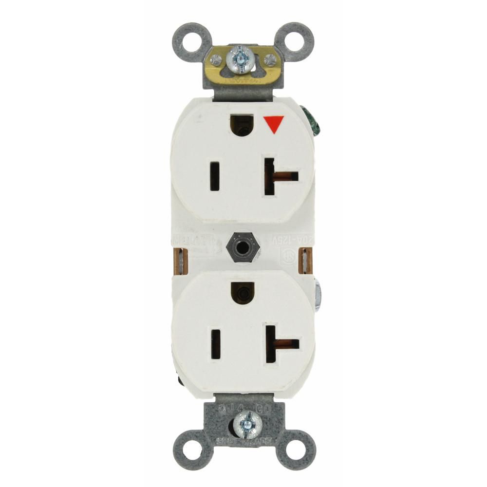 White industrial grade isolated ground duplex outlet