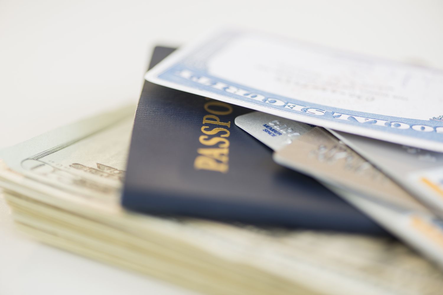 USA, New Jersey, Jersey City, Close of up passport and Social Security Card