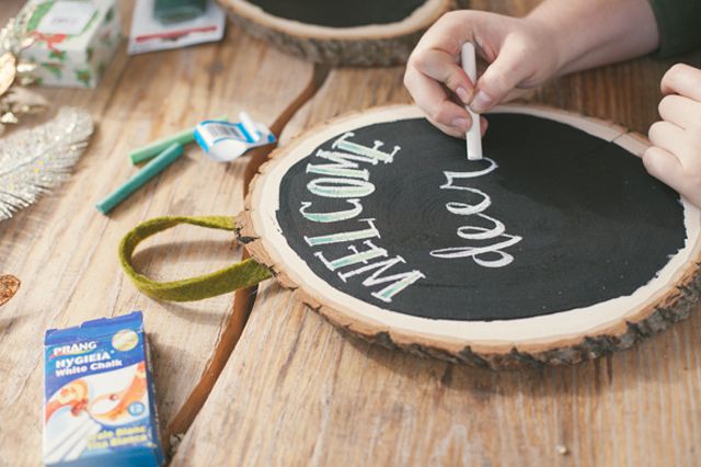 Arte rústica do bosque em quadro-negro