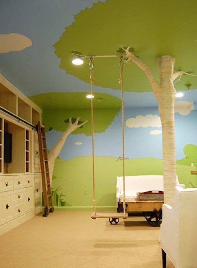 a swing in a kids room