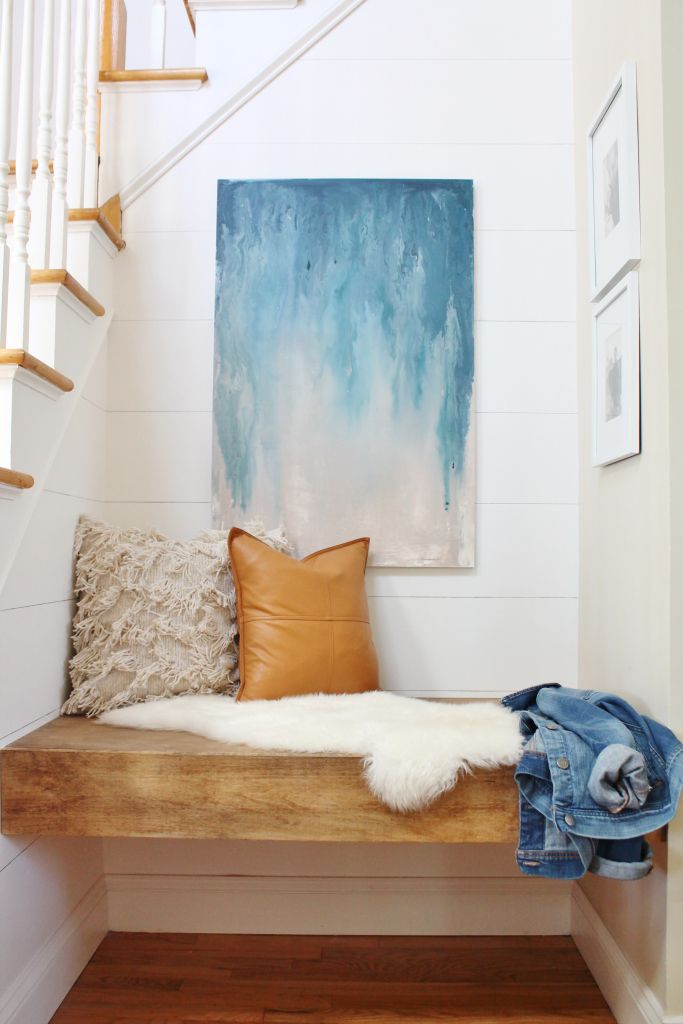 minimalist mudroom bench