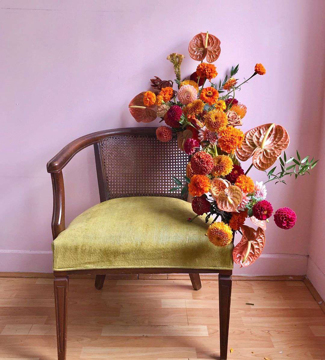 Flower arrangement on a chair