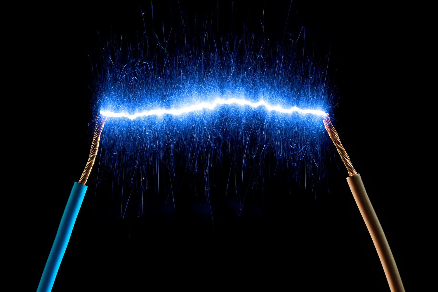 Wires connected by blue sparks