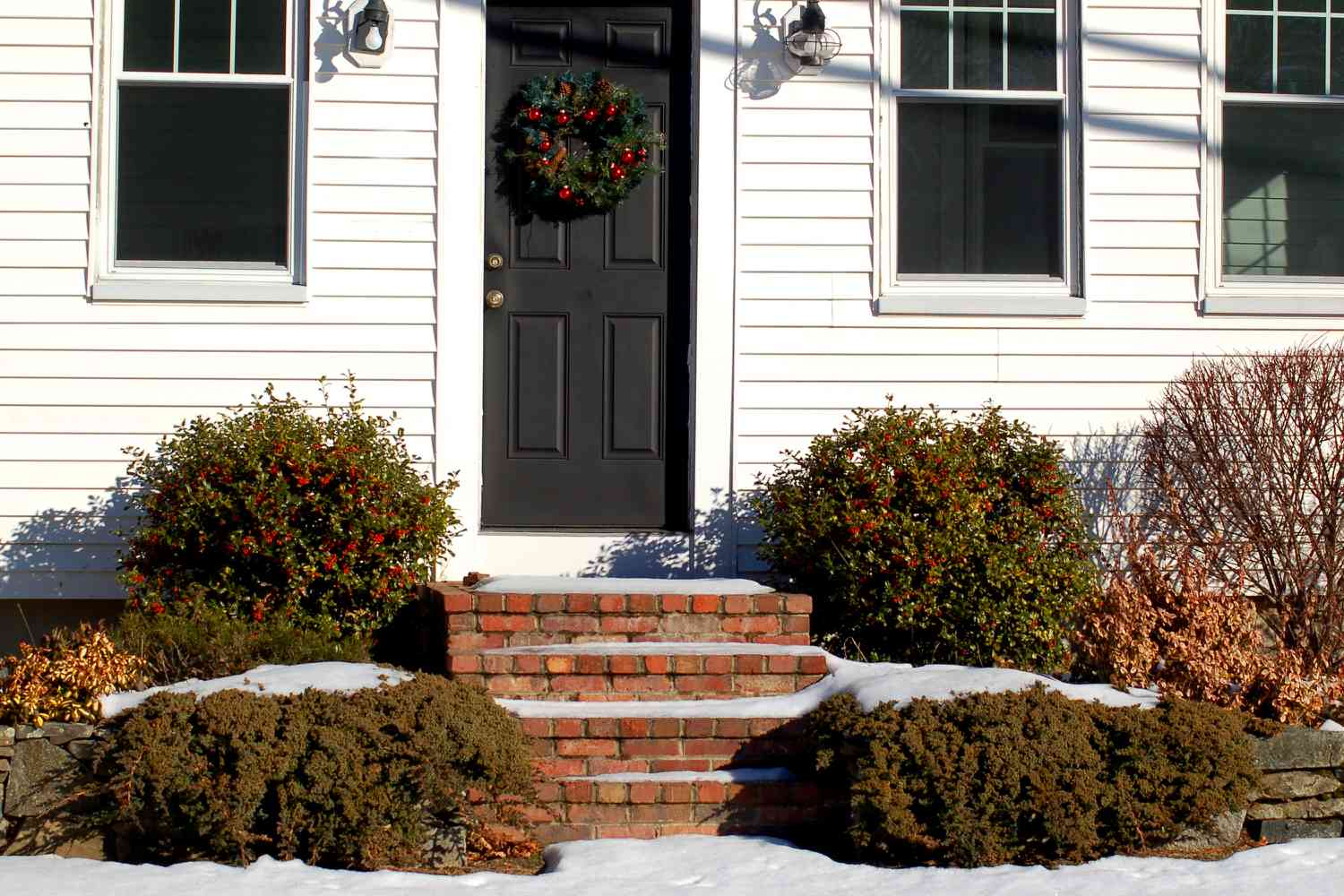 Photo shows that the best outdoor Christmas decorations can just be good landscaping.