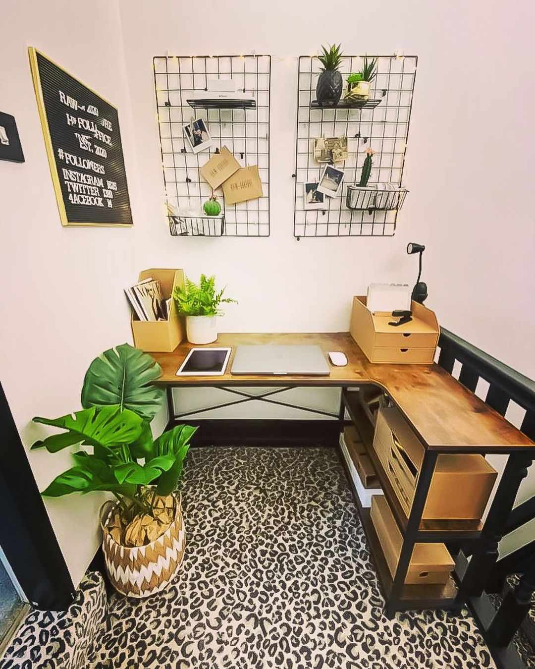 Animal print carpet in an office 