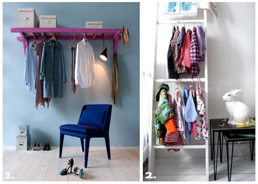 Mounted ladder doubles as a DIY closet