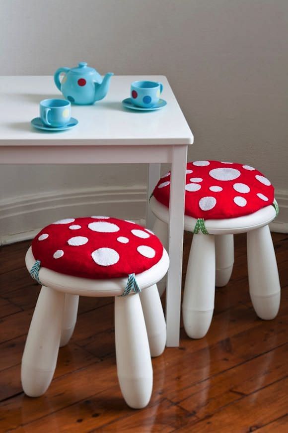 DIY woodland toadstool nursery stools for kids