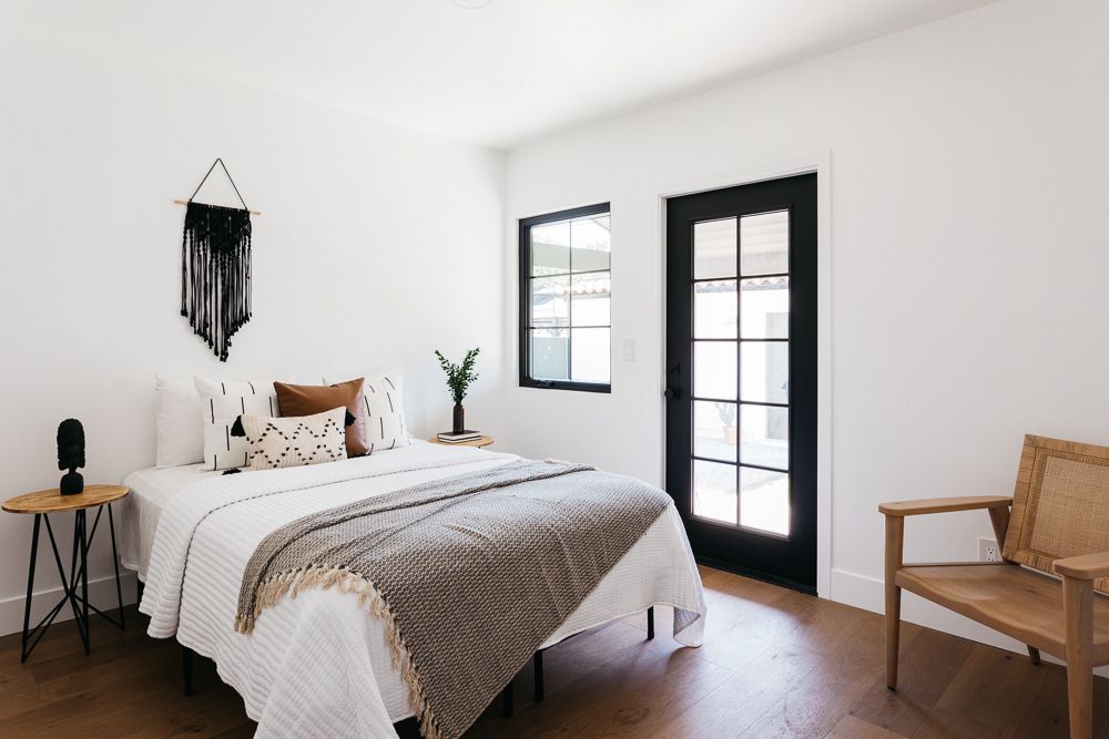 black and white bedroom