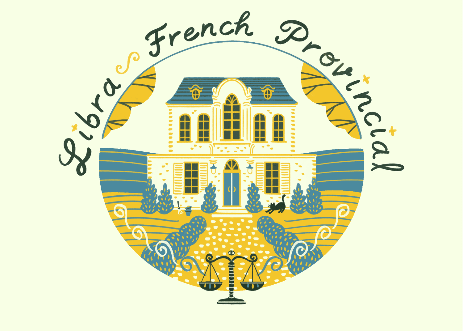 Ilustración de una casa de la provincia francesa digna de un Libra