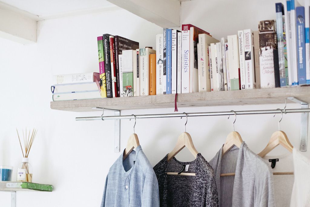 Shelf clothing rack hack for bedroom