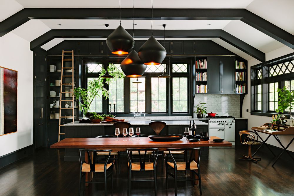 black kitchen with black cabinets