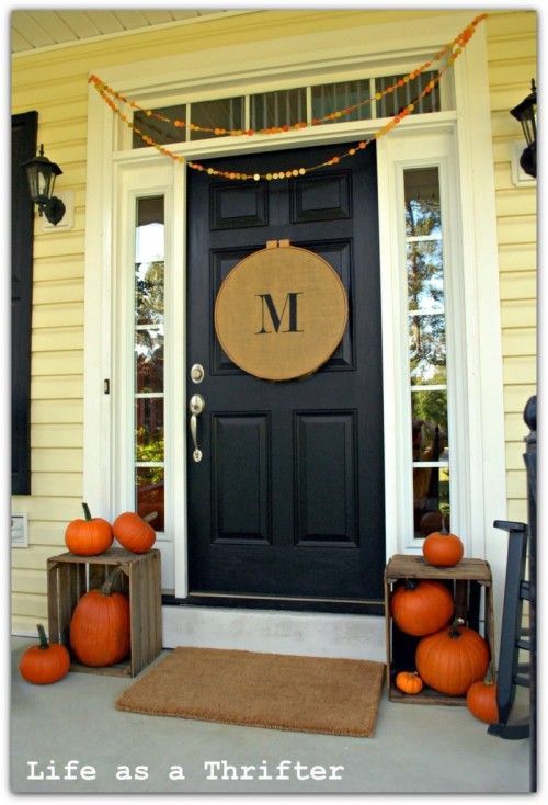 modern traditional monogram fall front porch