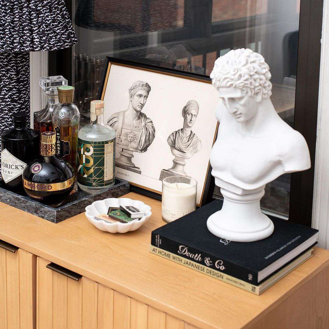 greek bust and decor