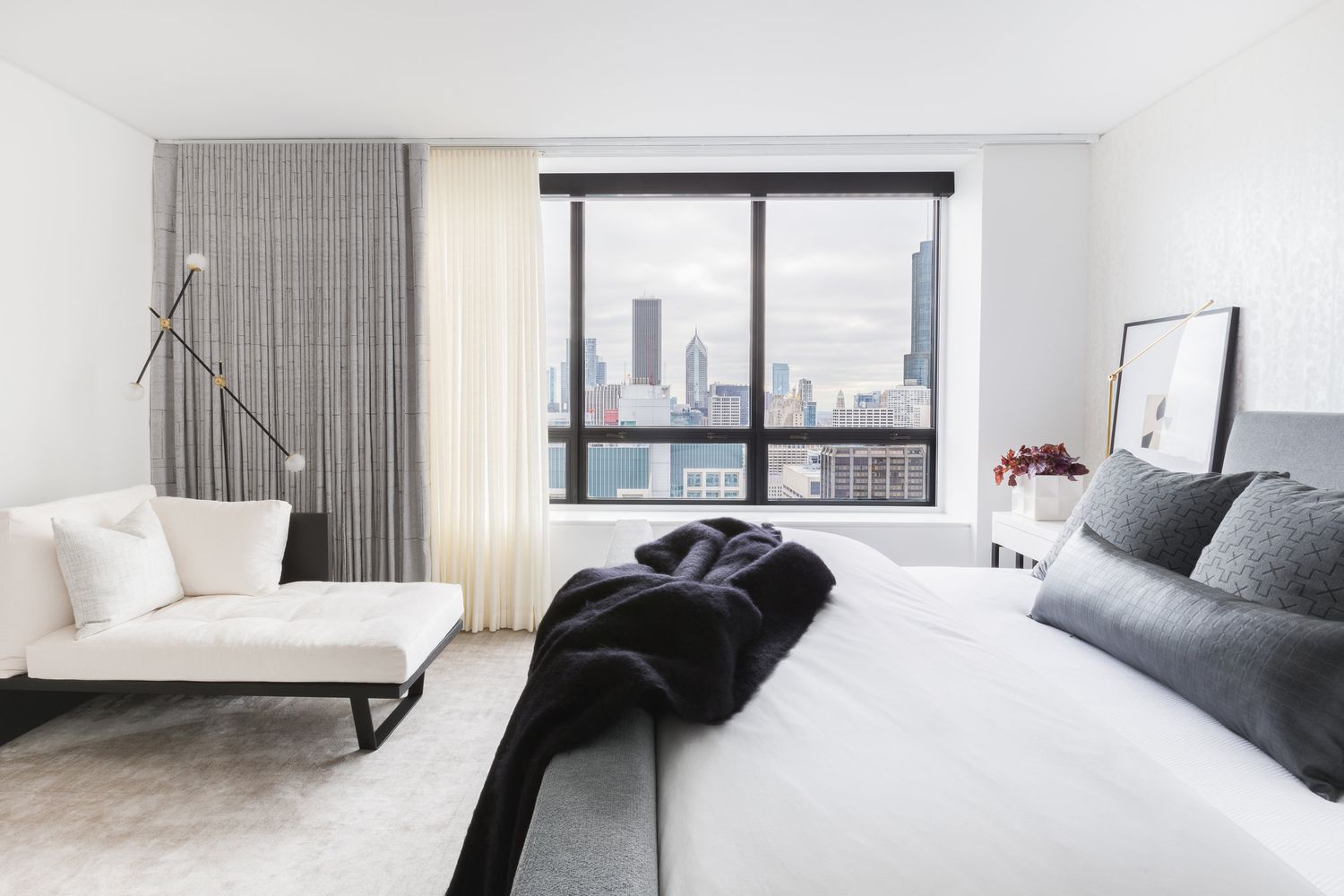 black and white bedroom