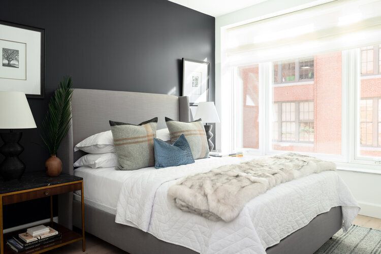 black and white bedroom