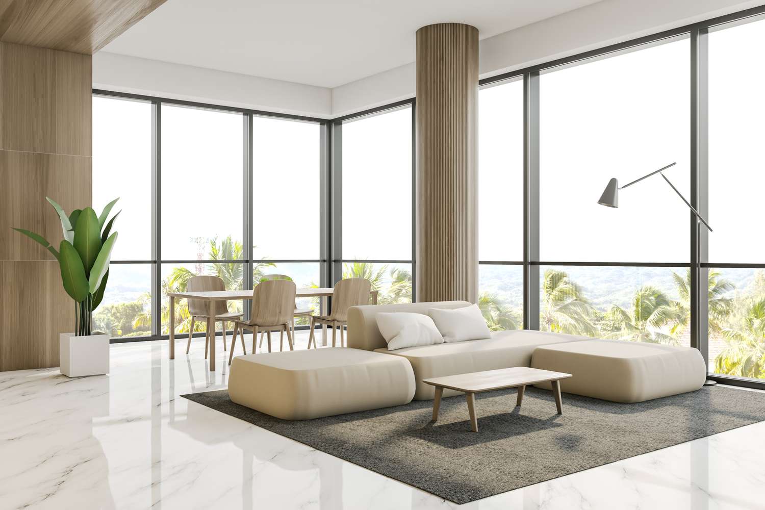Ein modernes minimalistisches Wohnzimmer