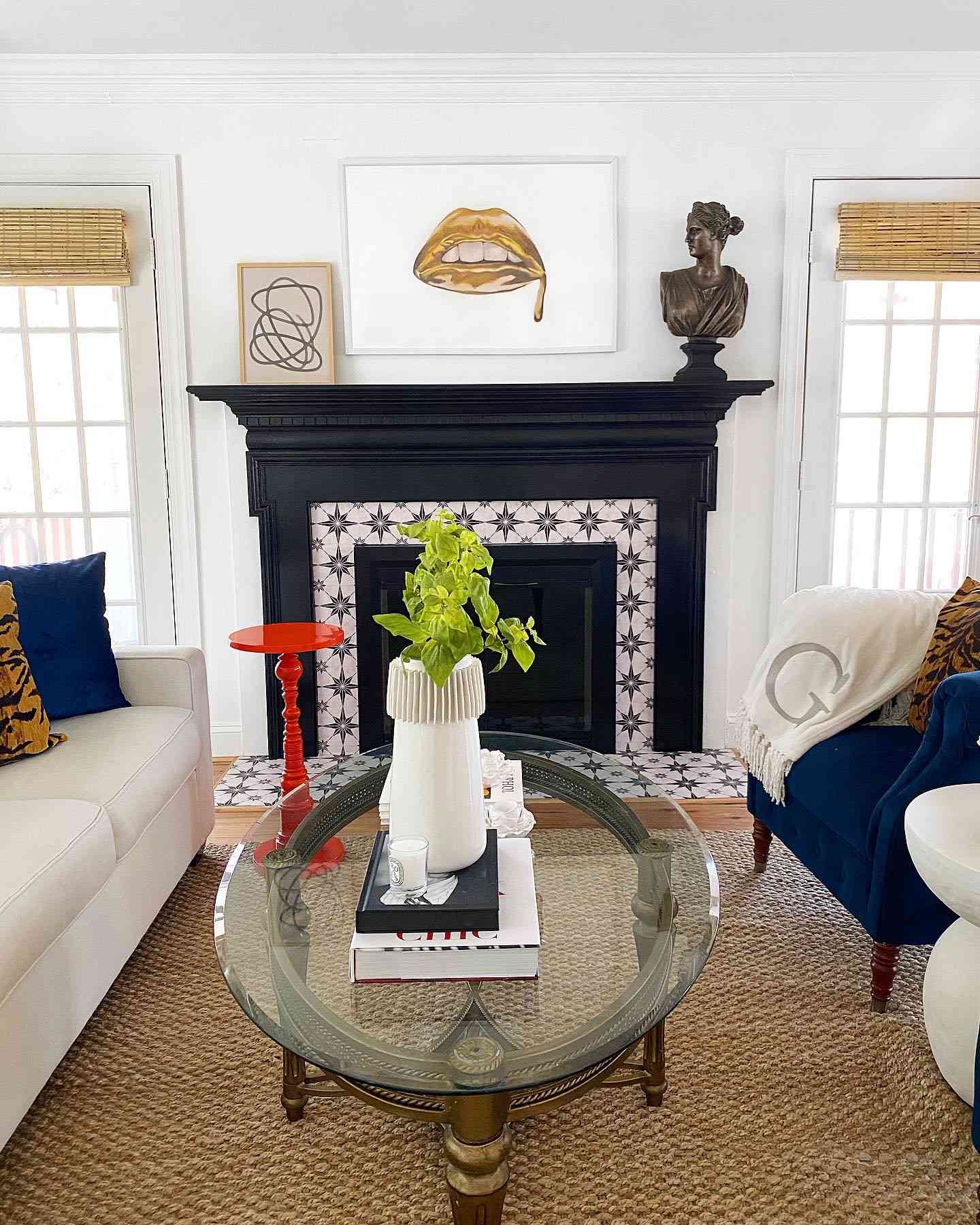 tile fireplace eclectic vibes