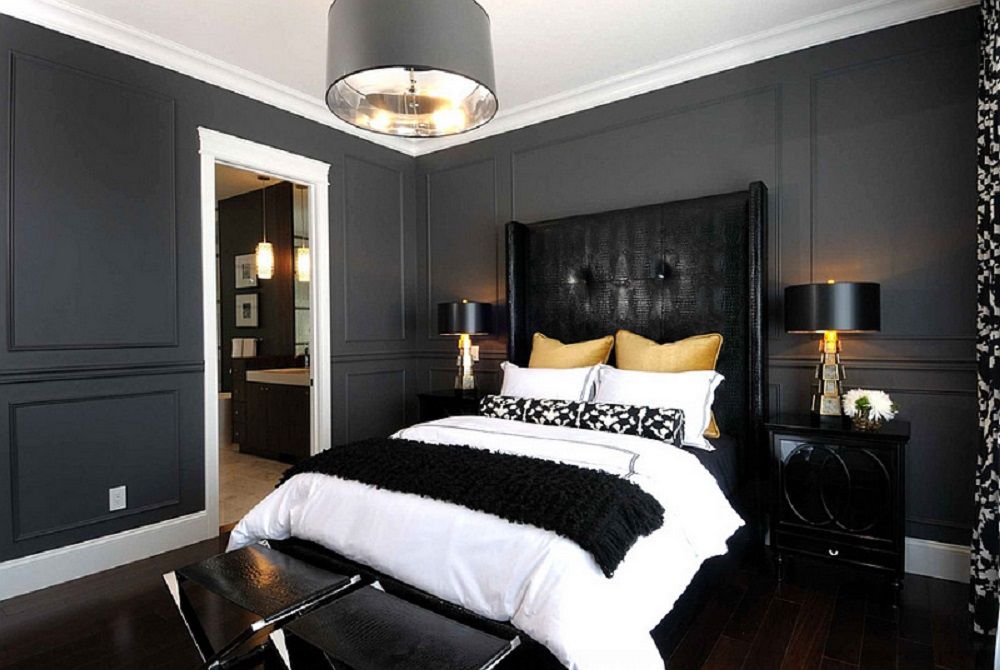 Chambre contemporaine noire.