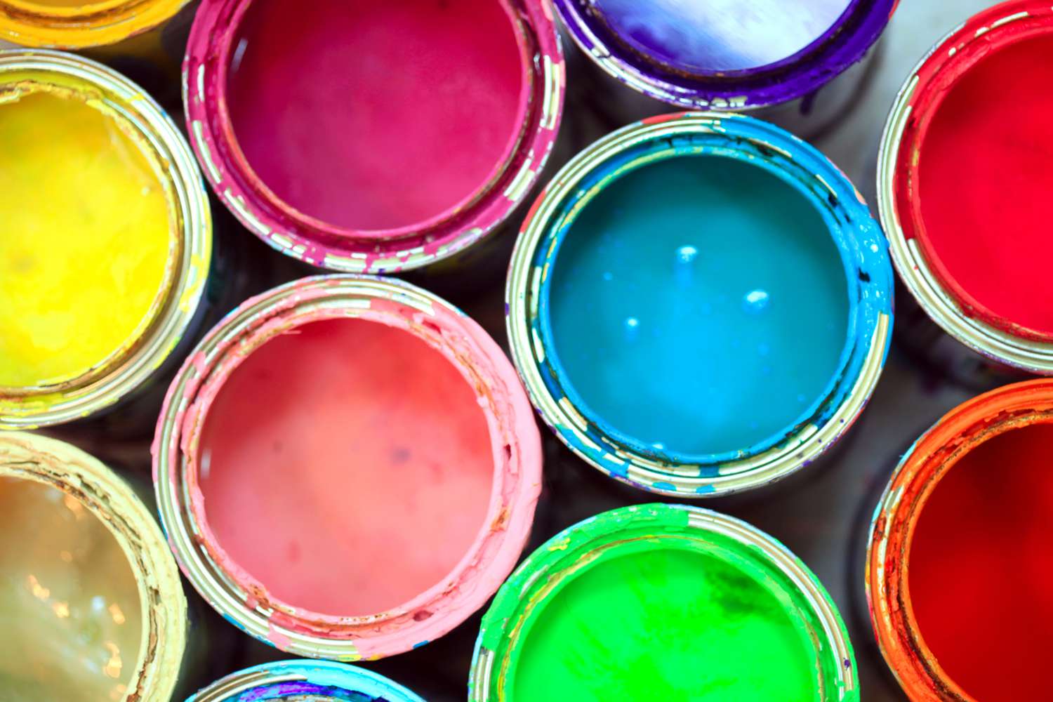 Bright cans of paint