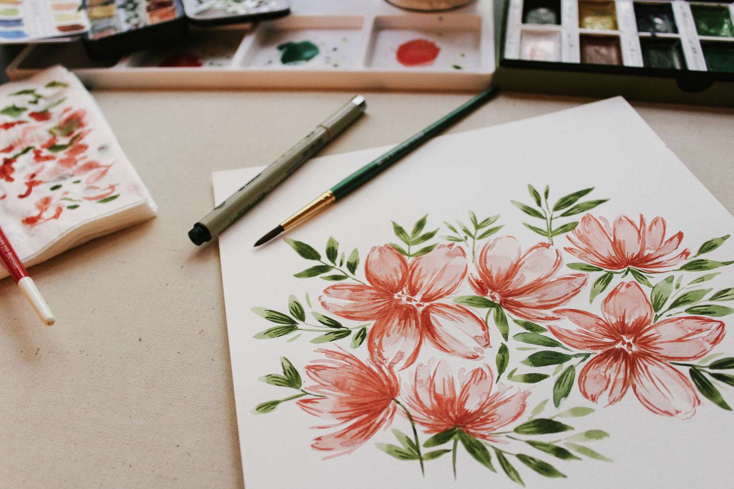 Aquarellmalerei von Blumen