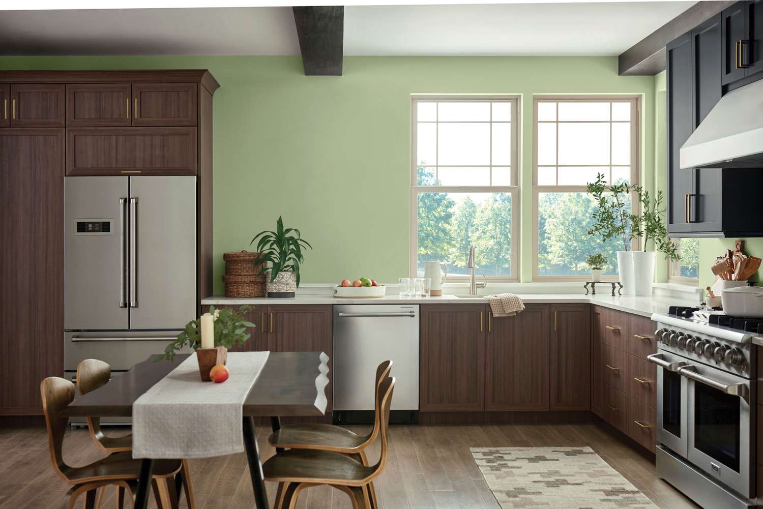 Color trend predictions 2022 - Olive Sprig paint by PPG in kitchen