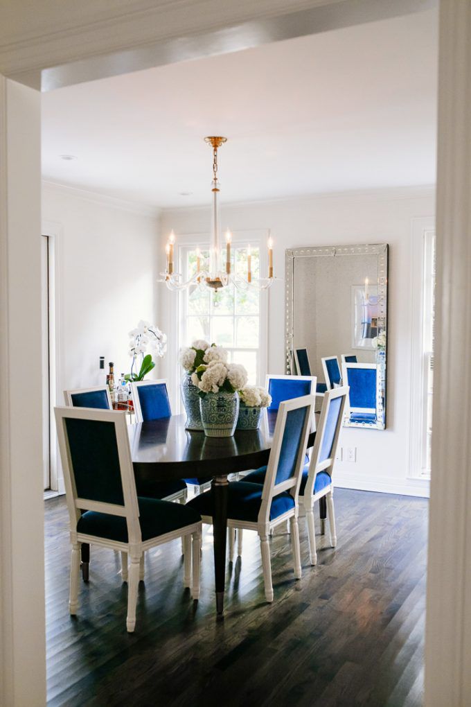 ginger jars, blue and white chairs