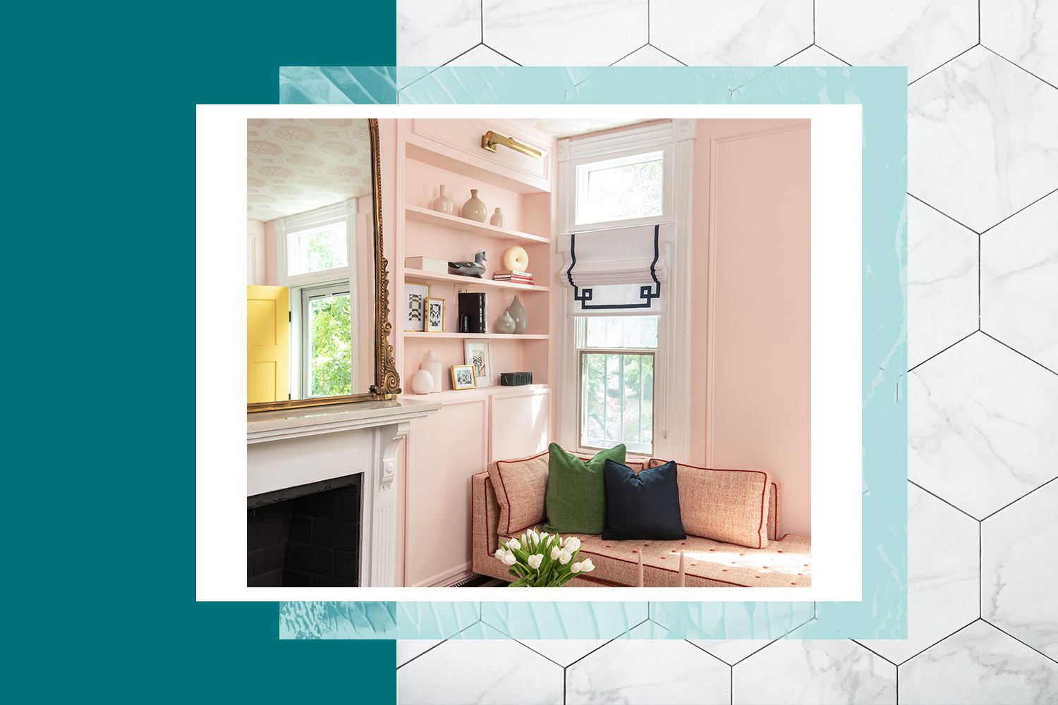 Shannon Claire's millennial pink living room 