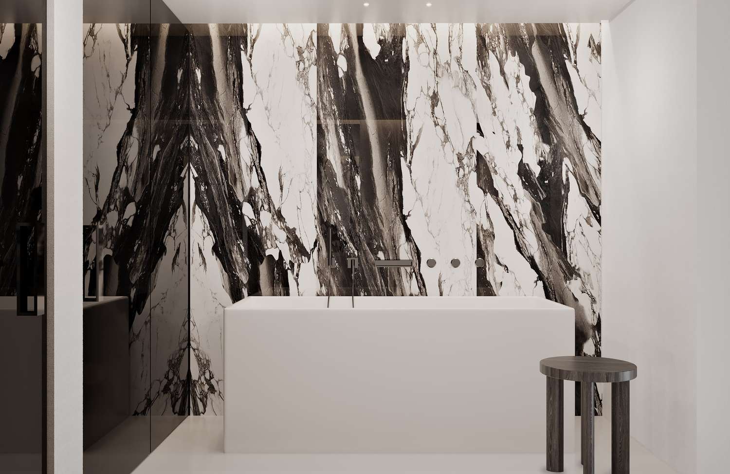 black and white marble walls