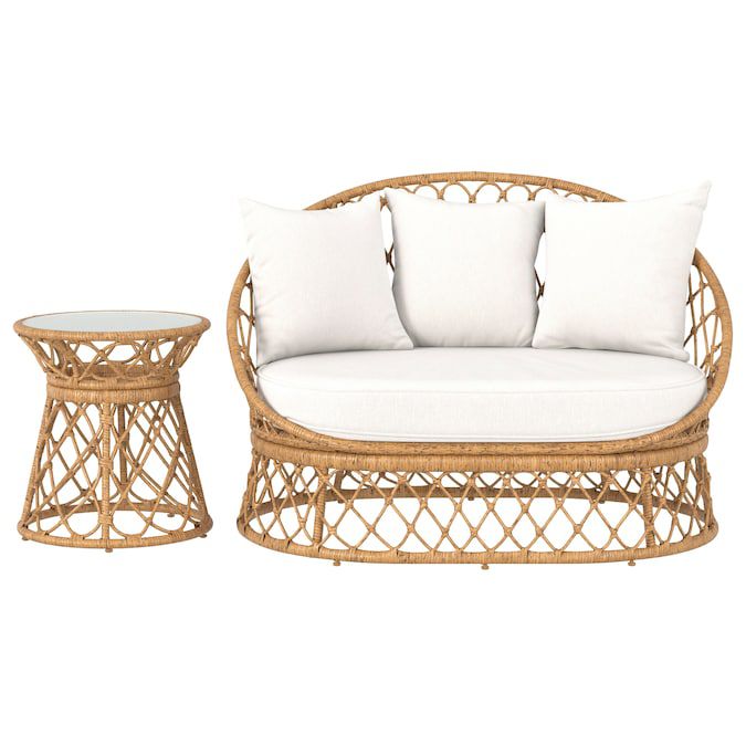 A rattan outdoor conversation set