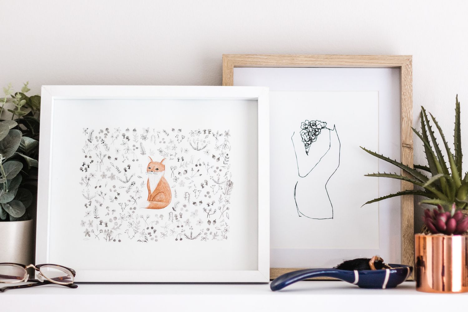 cat-inspired framed art