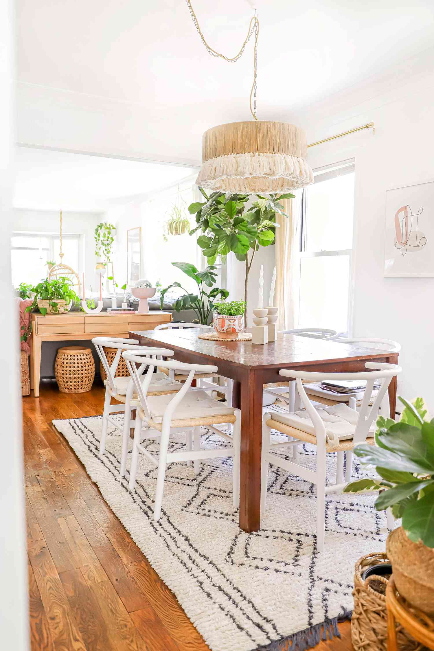 boho dining room plants