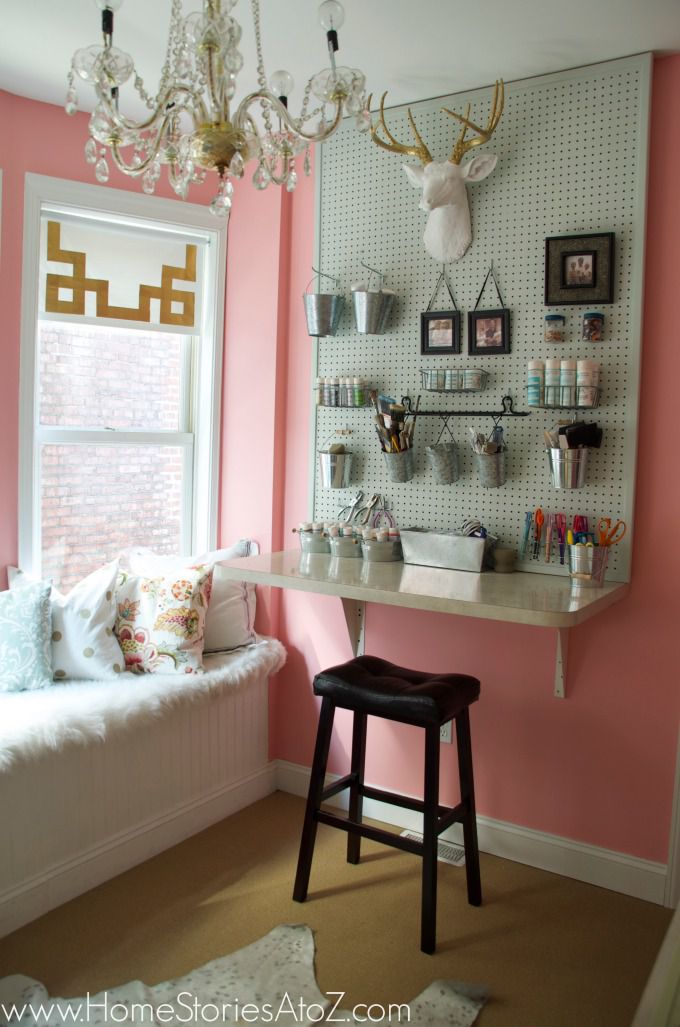 Sherwin Williams hopeful craft room, via Home Stories A to Z.