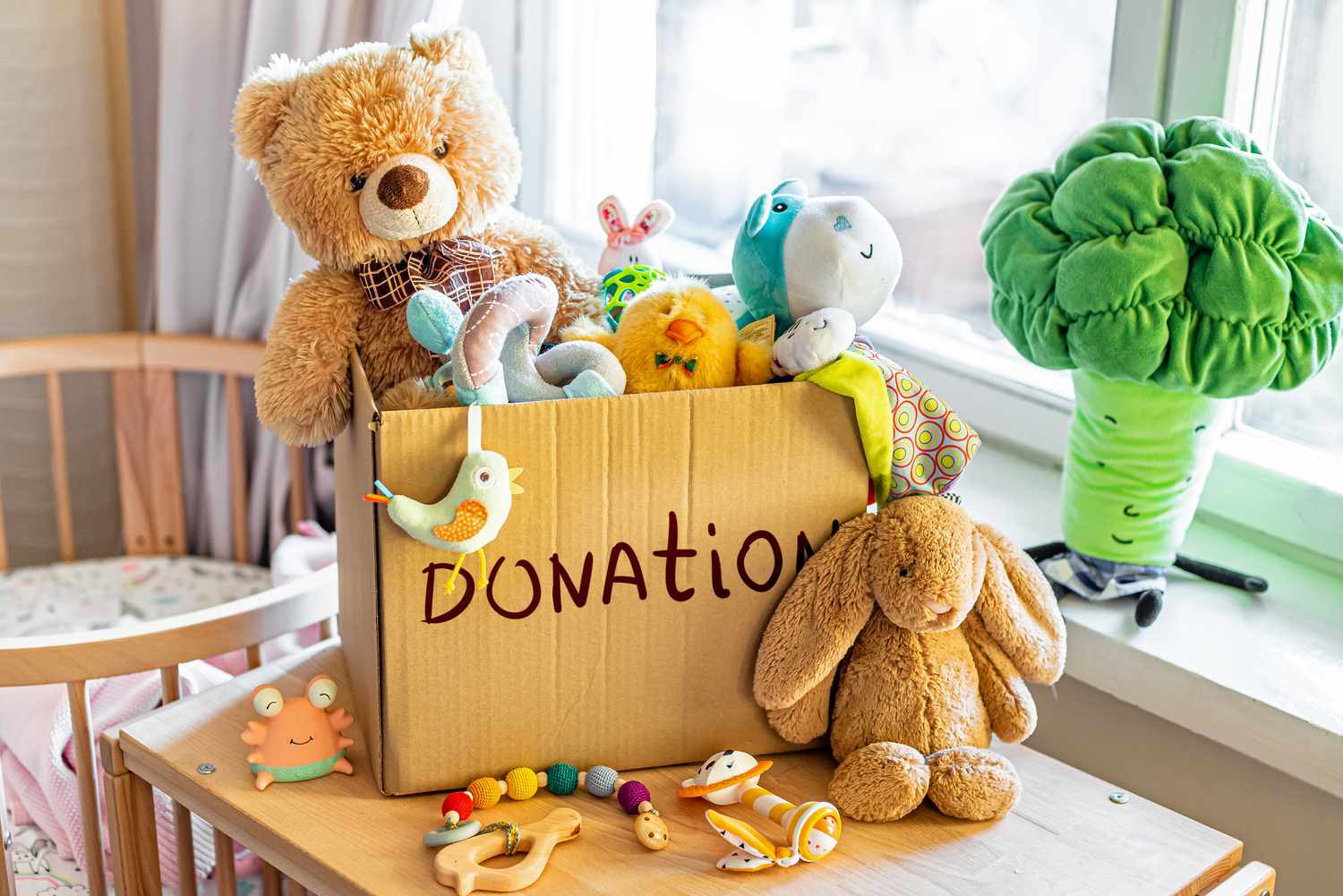 caja de donación de juguetes